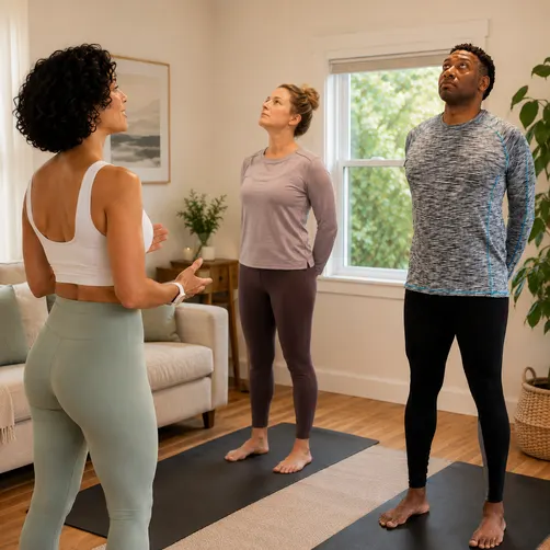 Shared Pilates practice at home